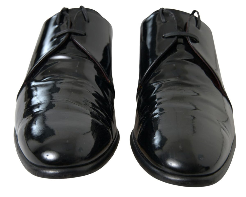 Dolce &amp; Gabbana Elegante formelle Herrenschuhe aus schwarzem Lackleder