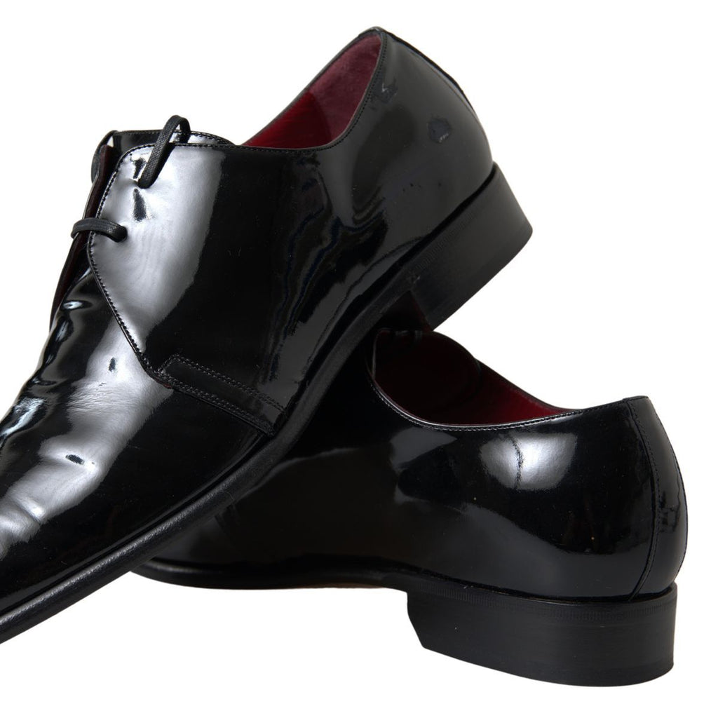 Dolce &amp; Gabbana Elegante formelle Herrenschuhe aus schwarzem Lackleder