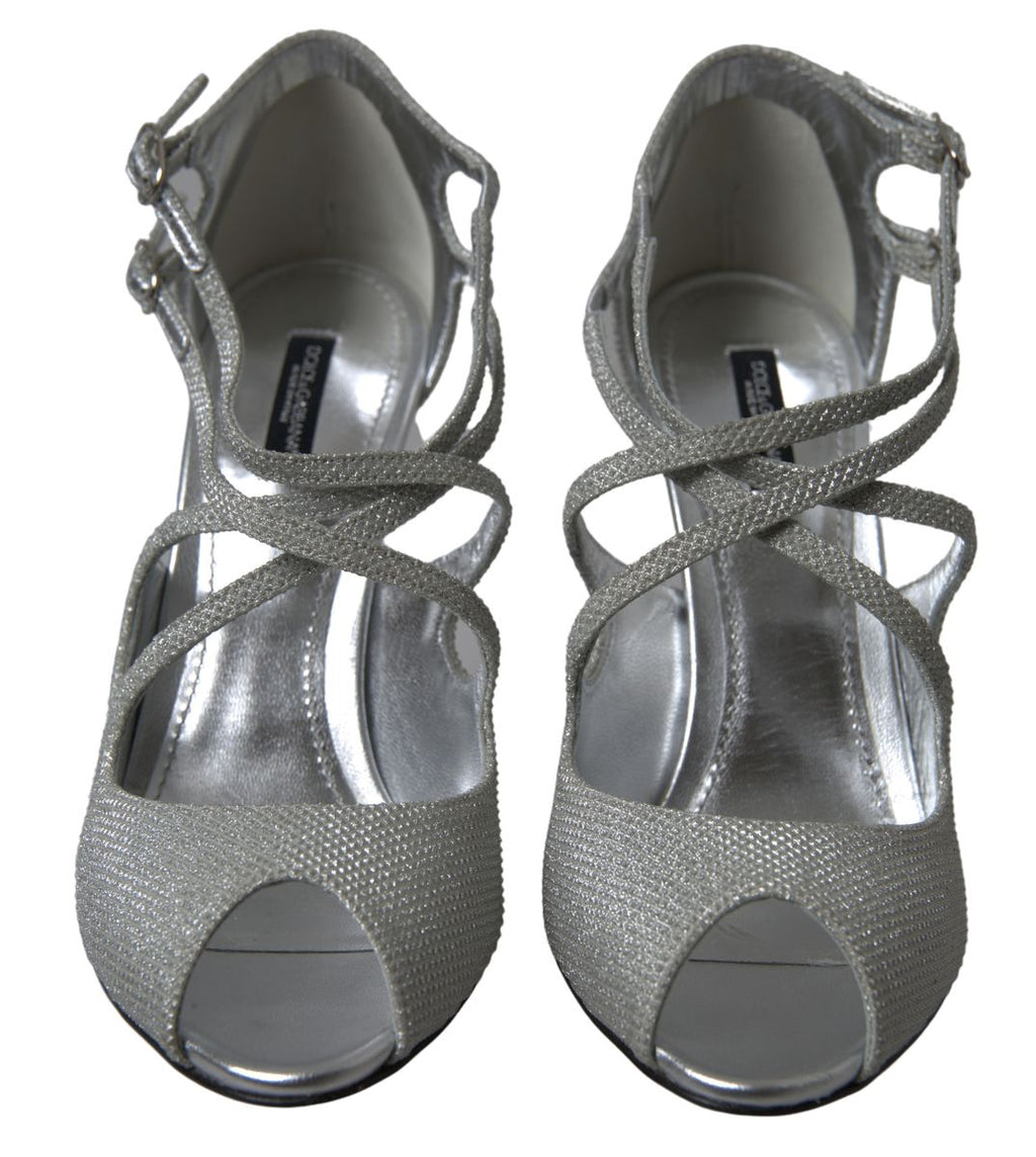 Dolce &amp; Gabbana Elegante schimmernde silberne High Heels