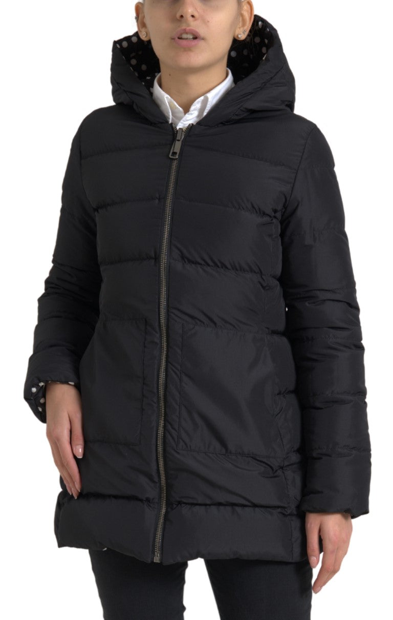 Dolce &amp; Gabbana – Elegante schwarze Kapuzenjacke mit durchgehendem Reißverschluss