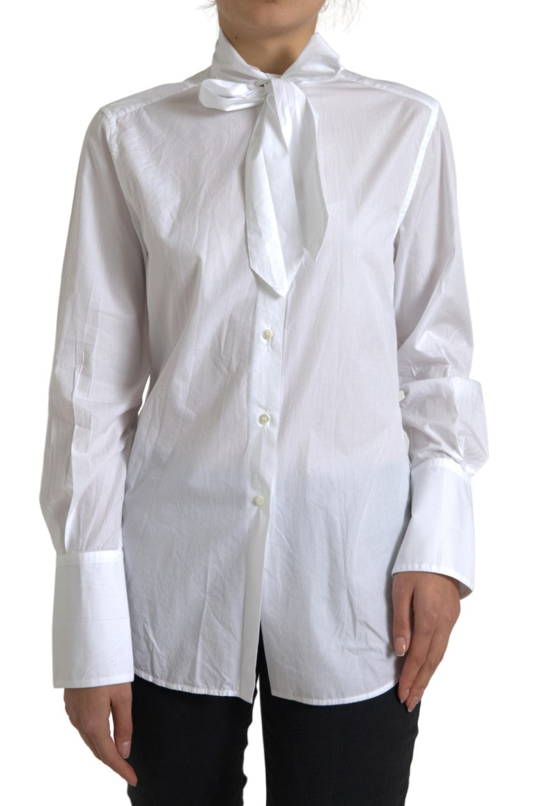 Chemise élégante à manches longues en coton blanc Dolce &amp; Gabbana