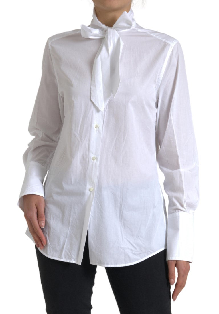 Chemise élégante à manches longues en coton blanc Dolce &amp; Gabbana