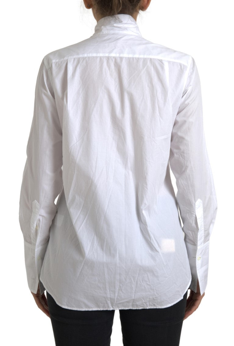 Chemise élégante à manches longues en coton blanc Dolce &amp; Gabbana