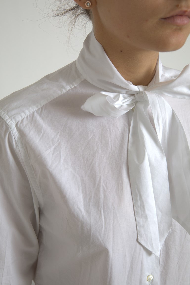 Chemise élégante à manches longues en coton blanc Dolce &amp; Gabbana