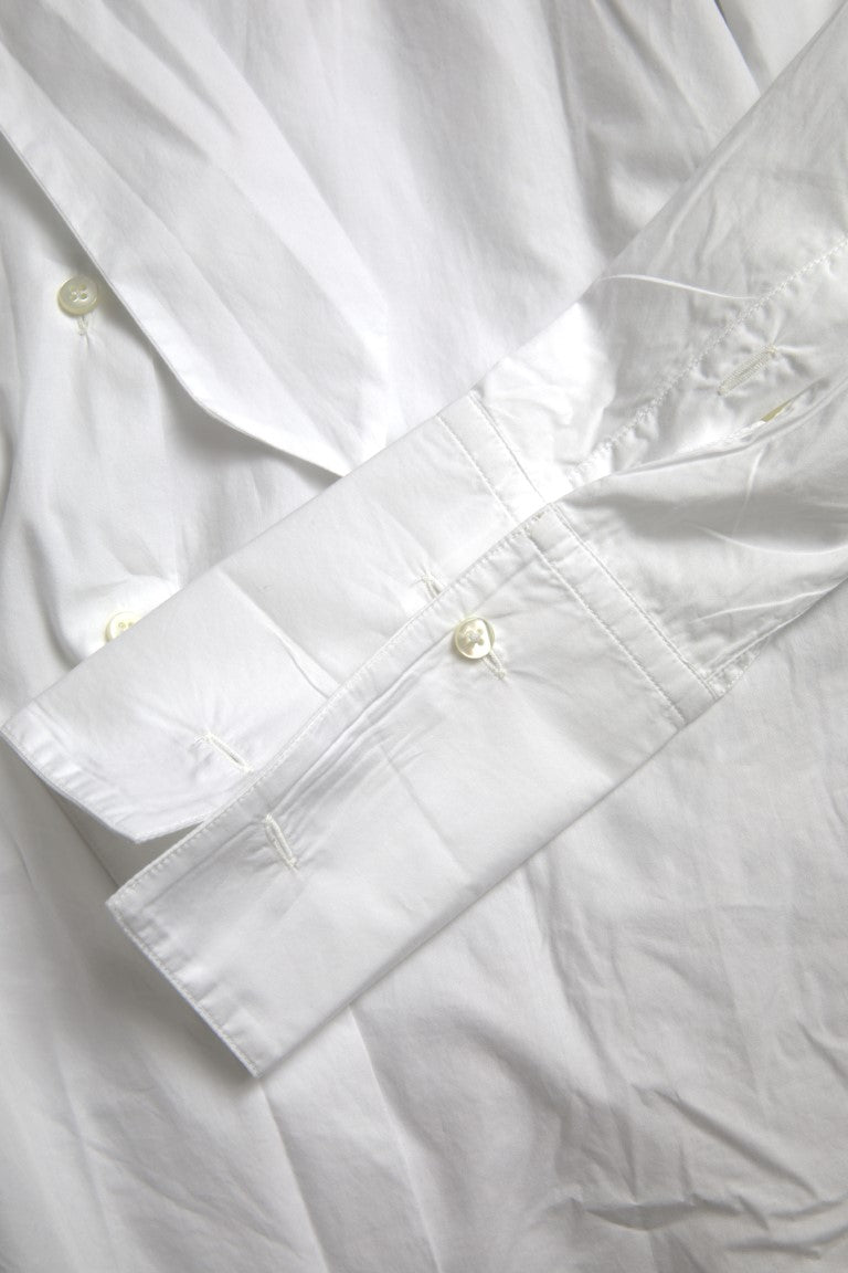 Chemise élégante à manches longues en coton blanc Dolce &amp; Gabbana