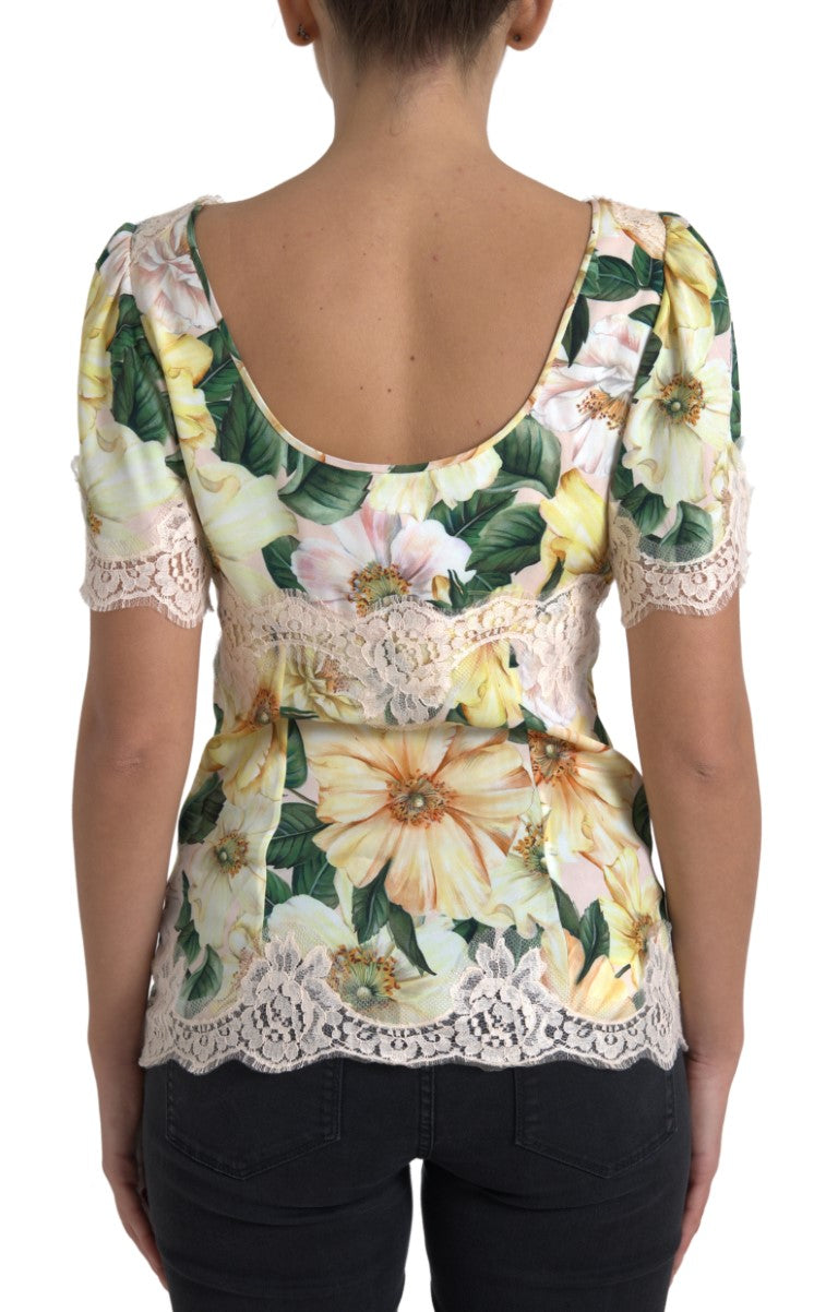 Chemisier élégant en soie à imprimé floral Dolce &amp; Gabbana
