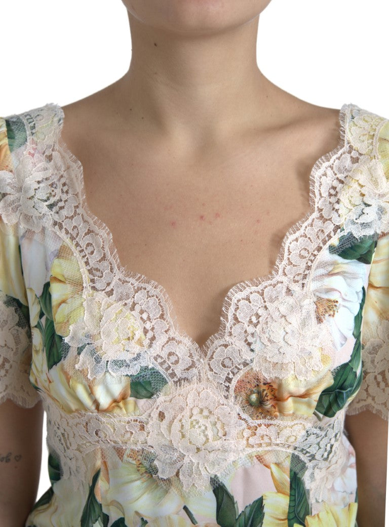 Chemisier élégant en soie à imprimé floral Dolce &amp; Gabbana