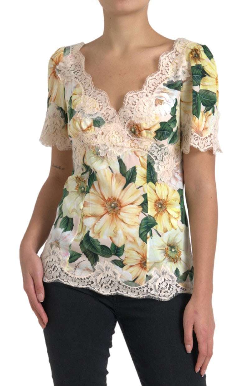 Chemisier élégant en soie à imprimé floral Dolce &amp; Gabbana