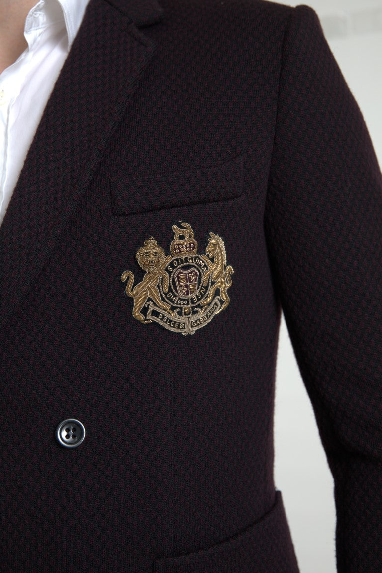 Blazer croisé violet élégant en laine Dolce &amp; Gabbana