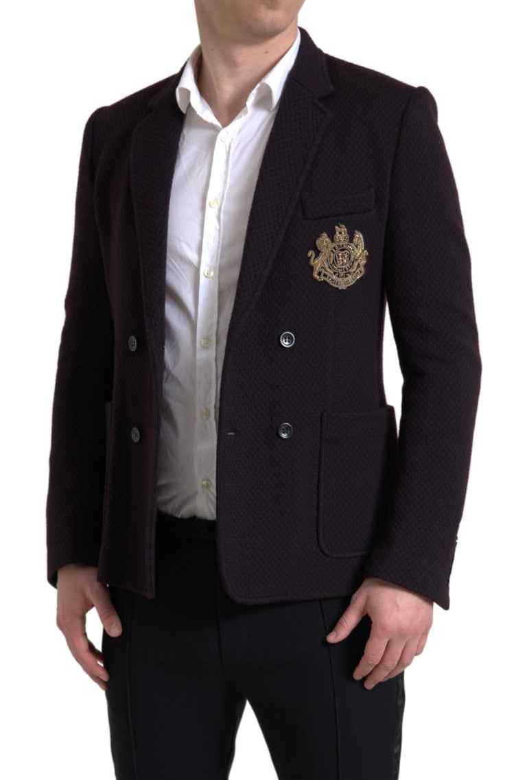 Blazer croisé violet élégant en laine Dolce &amp; Gabbana