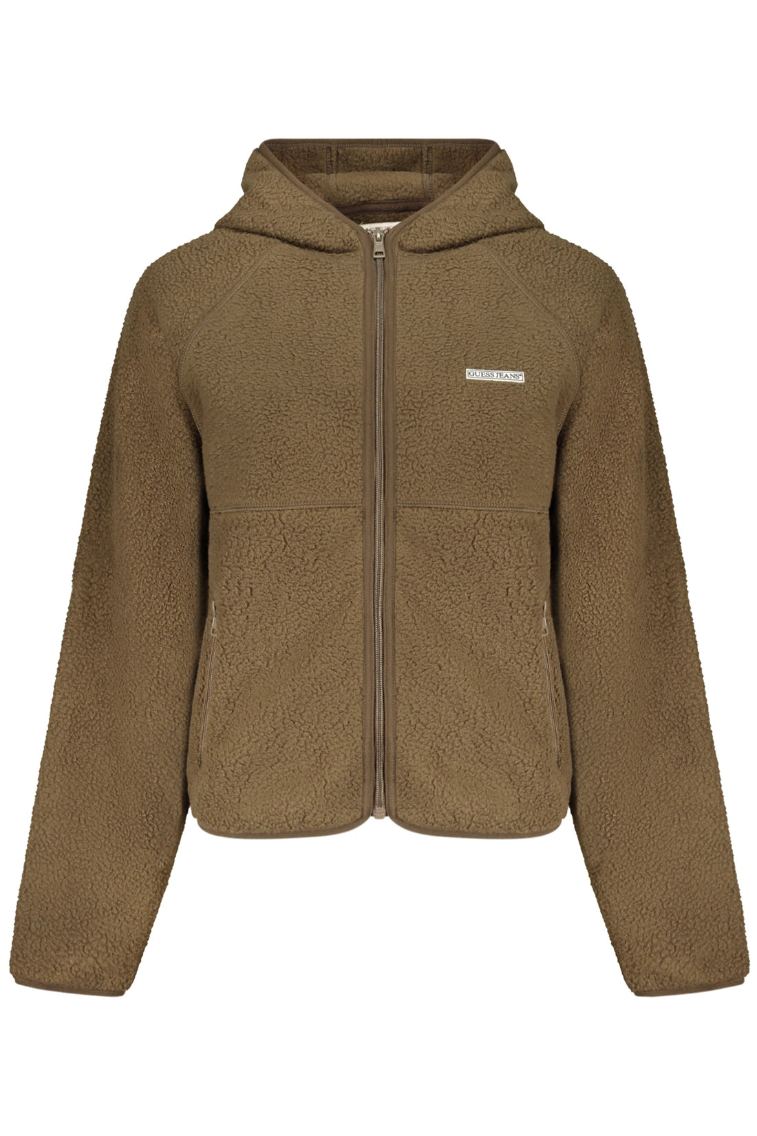 GUESS JEANS WOMEN S BROWN ZIP-UP SWEATSHIRT