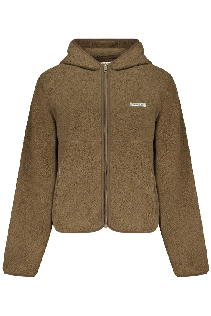 GUESS JEANS WOMEN S BROWN ZIP-UP SWEATSHIRT