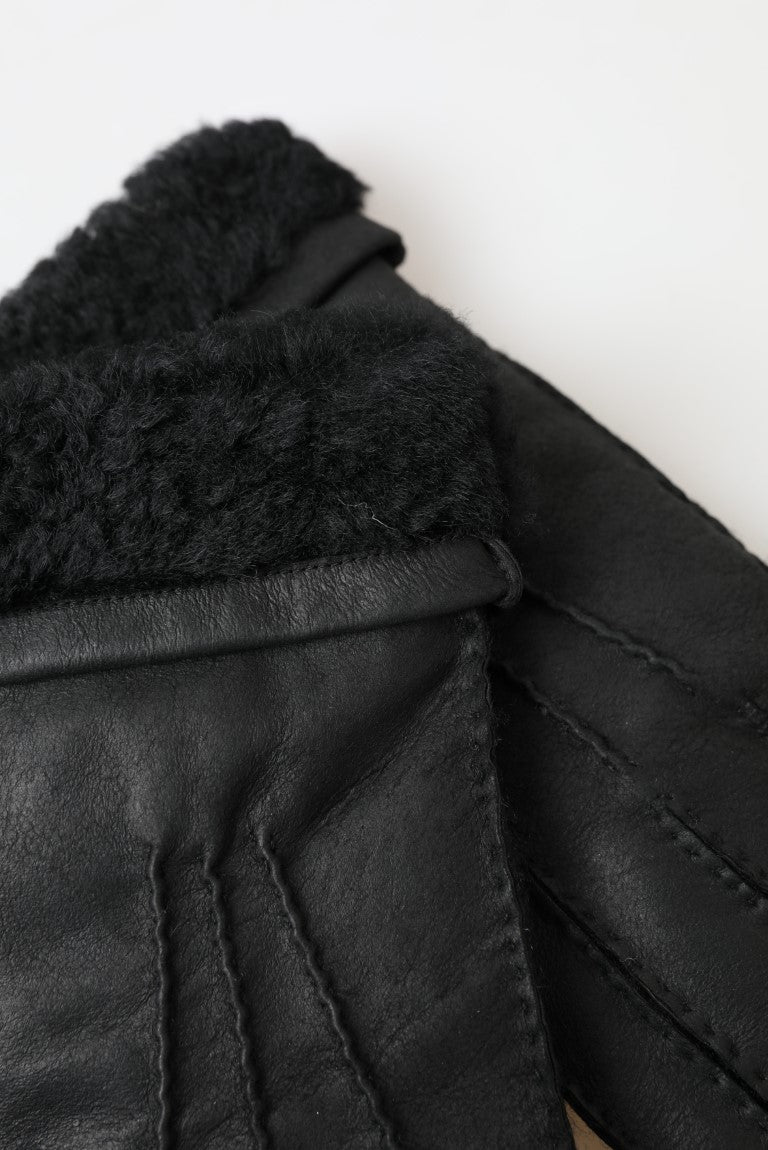Dolce &amp; Gabbana Elegante schwarze Winterhandschuhe aus Leder