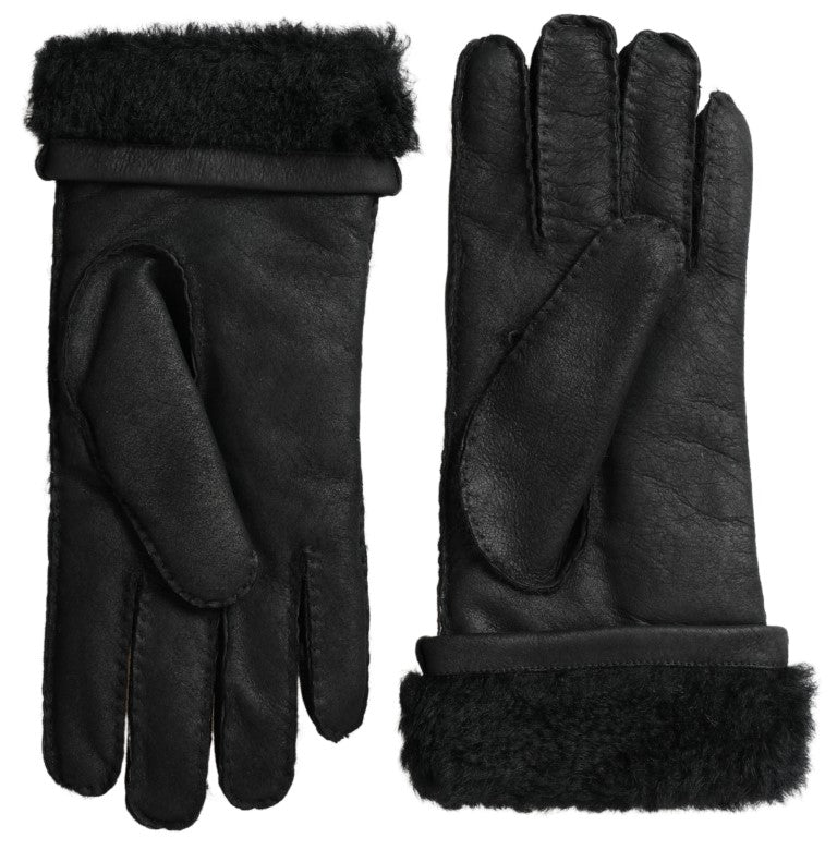Dolce &amp; Gabbana Elegante schwarze Winterhandschuhe aus Leder