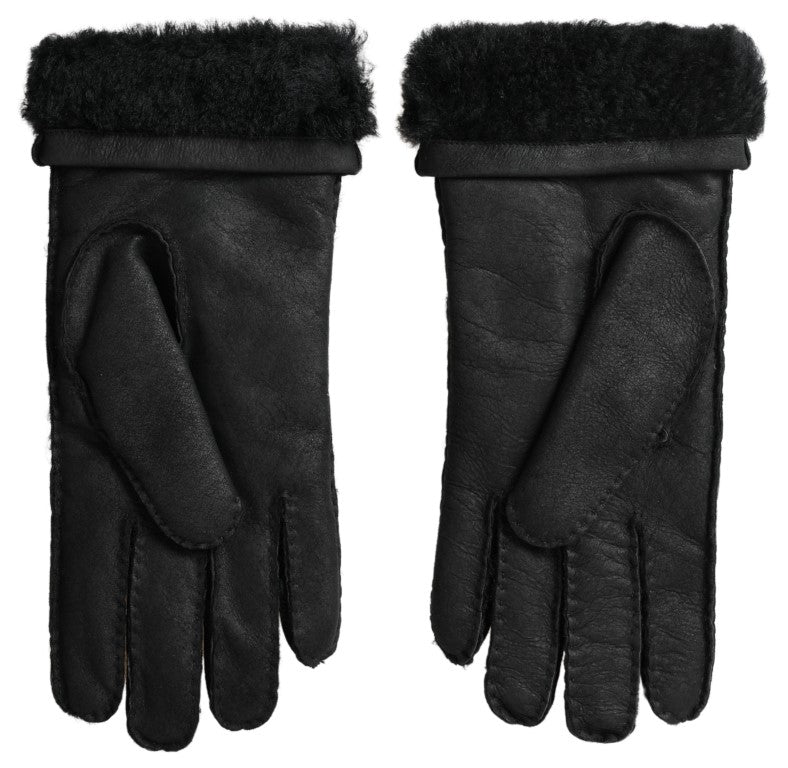 Dolce &amp; Gabbana Elegante schwarze Winterhandschuhe aus Leder