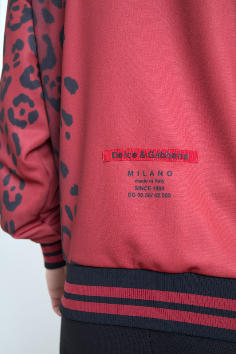 Blouson aviateur rouge à imprimé léopard Dolce &amp; Gabbana