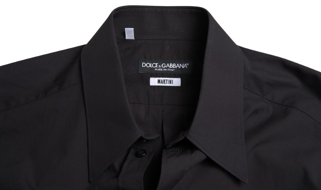 Chemise habillée élégante en coton noir coupe slim Dolce &amp; Gabbana
