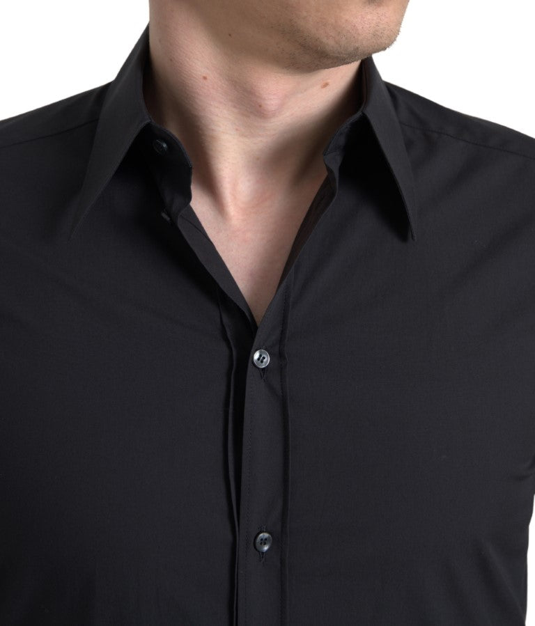 Chemise habillée élégante en coton noir coupe slim Dolce &amp; Gabbana