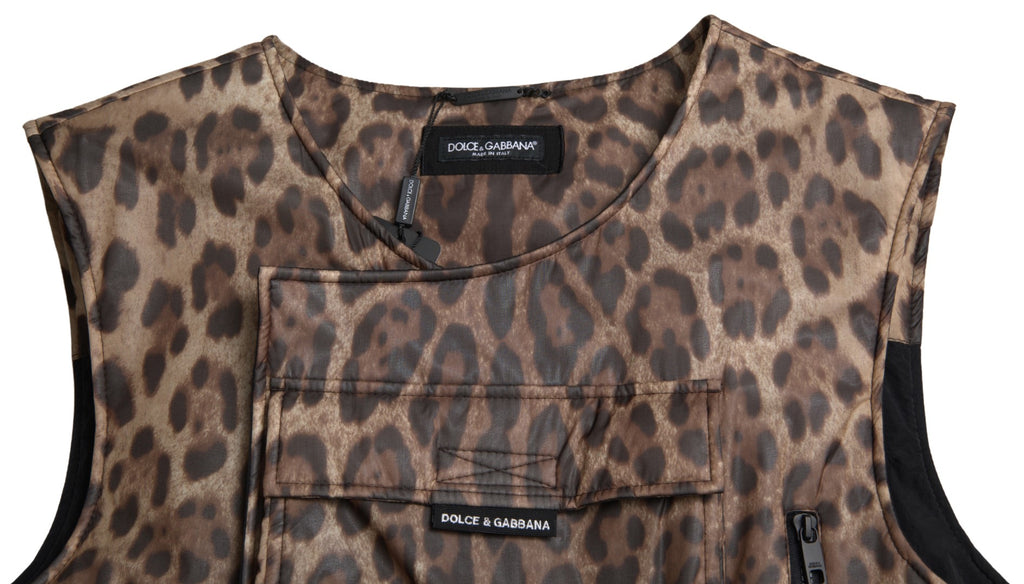 Gilet léopard en soie Dolce &amp; Gabbana, vêtements de sport exclusifs