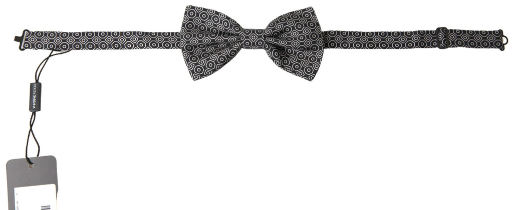 Dolce &amp; Gabbana Elegante schwarz-weiße Seidenfliege