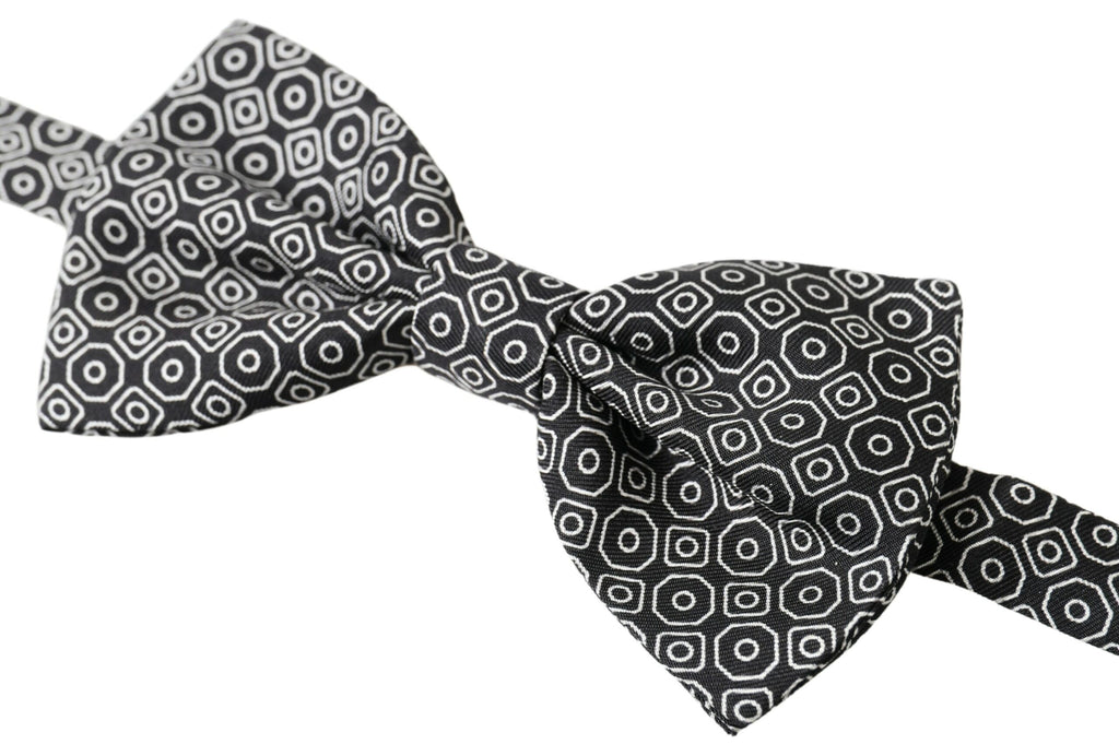 Dolce &amp; Gabbana Elegante schwarz-weiße Seidenfliege