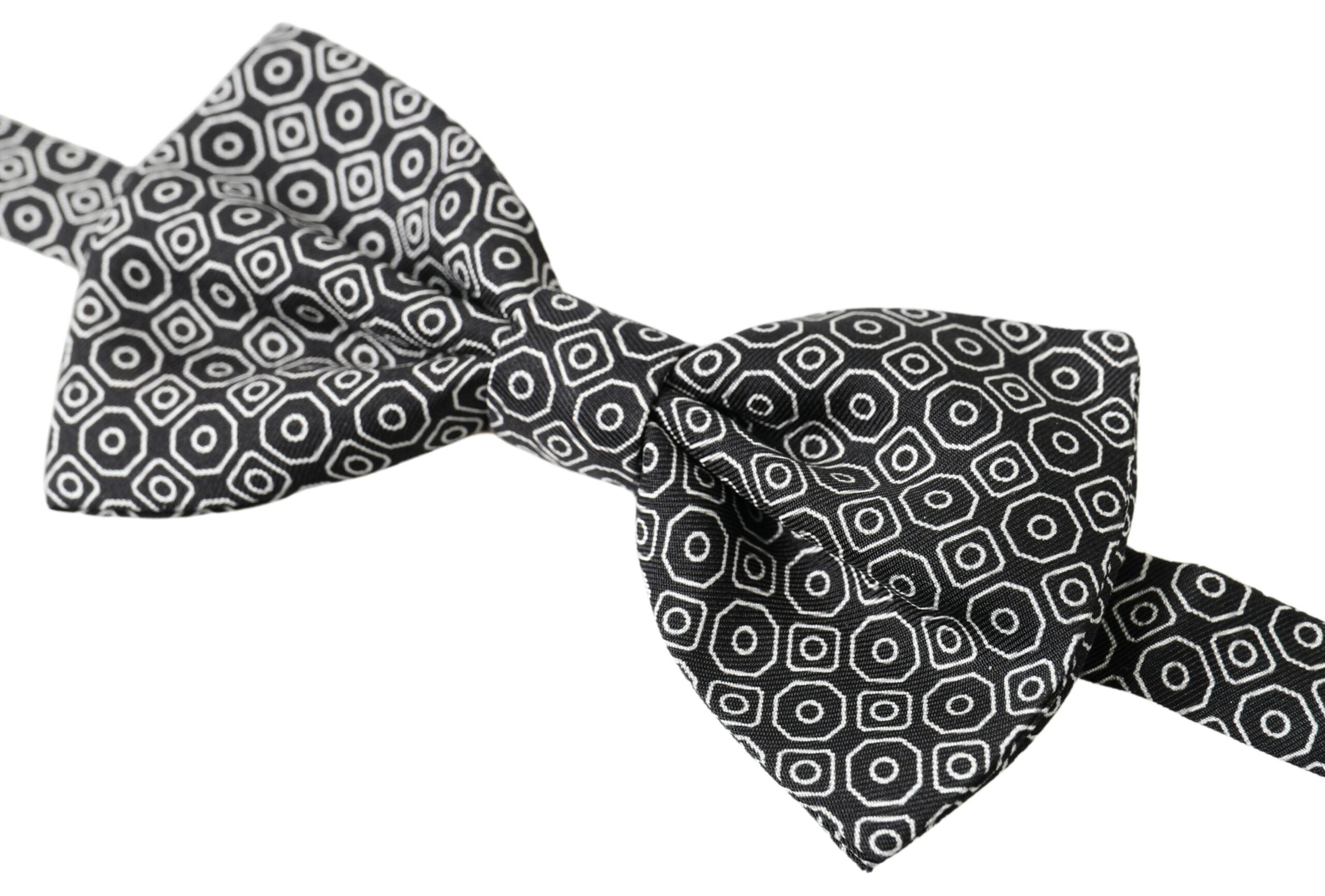Dolce &amp; Gabbana Elegante schwarz-weiße Seidenfliege