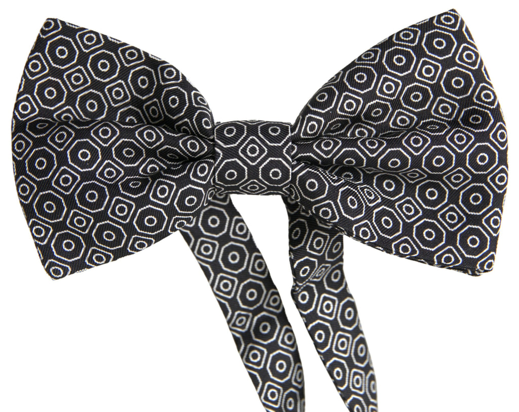 Dolce &amp; Gabbana Elegante schwarz-weiße Seidenfliege