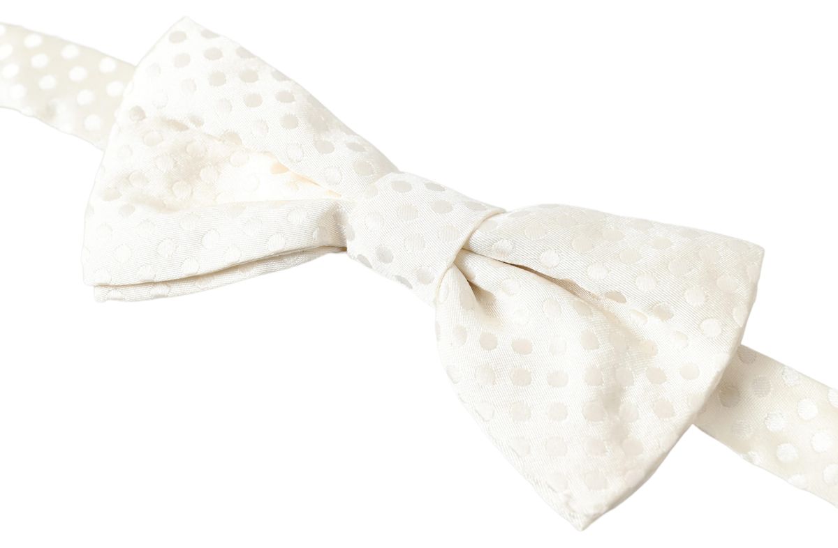 Dolce &amp; Gabbana – Elegante Seidenfliege mit Fantasiemuster in Elfenbein