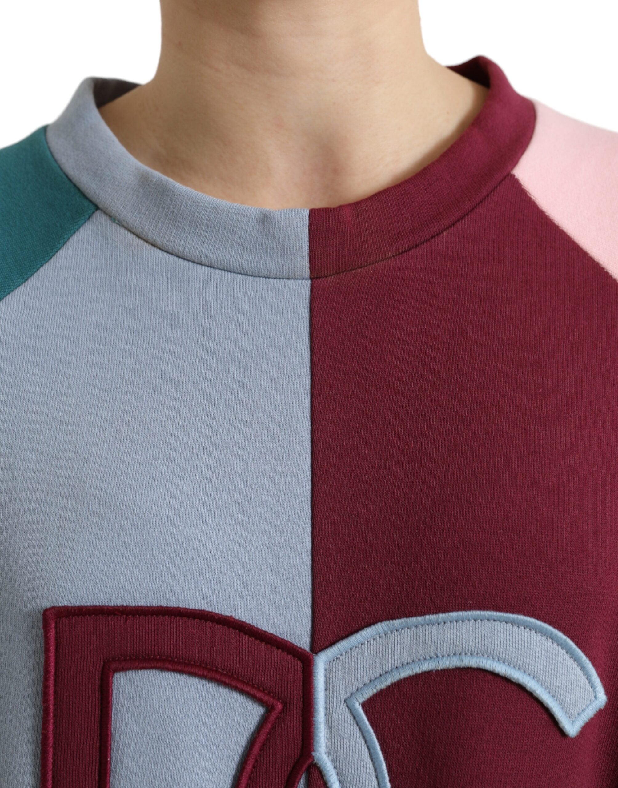 Dolce &amp; Gabbana Eleganter mehrfarbiger Baumwollpullover mit Rundhalsausschnitt