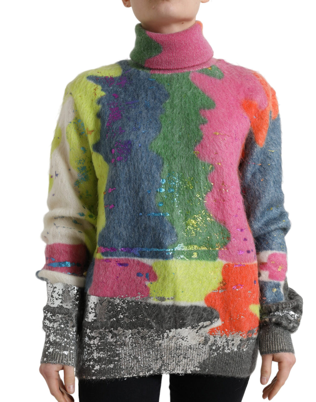 Dolce &amp; Gabbana – Rollkragenpullover aus mehrfarbigem Mohair mit Streifen