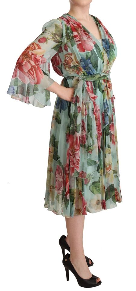 Dolce &amp; Gabbana – Midi-Wickelkleid aus Seide mit Blumenmuster