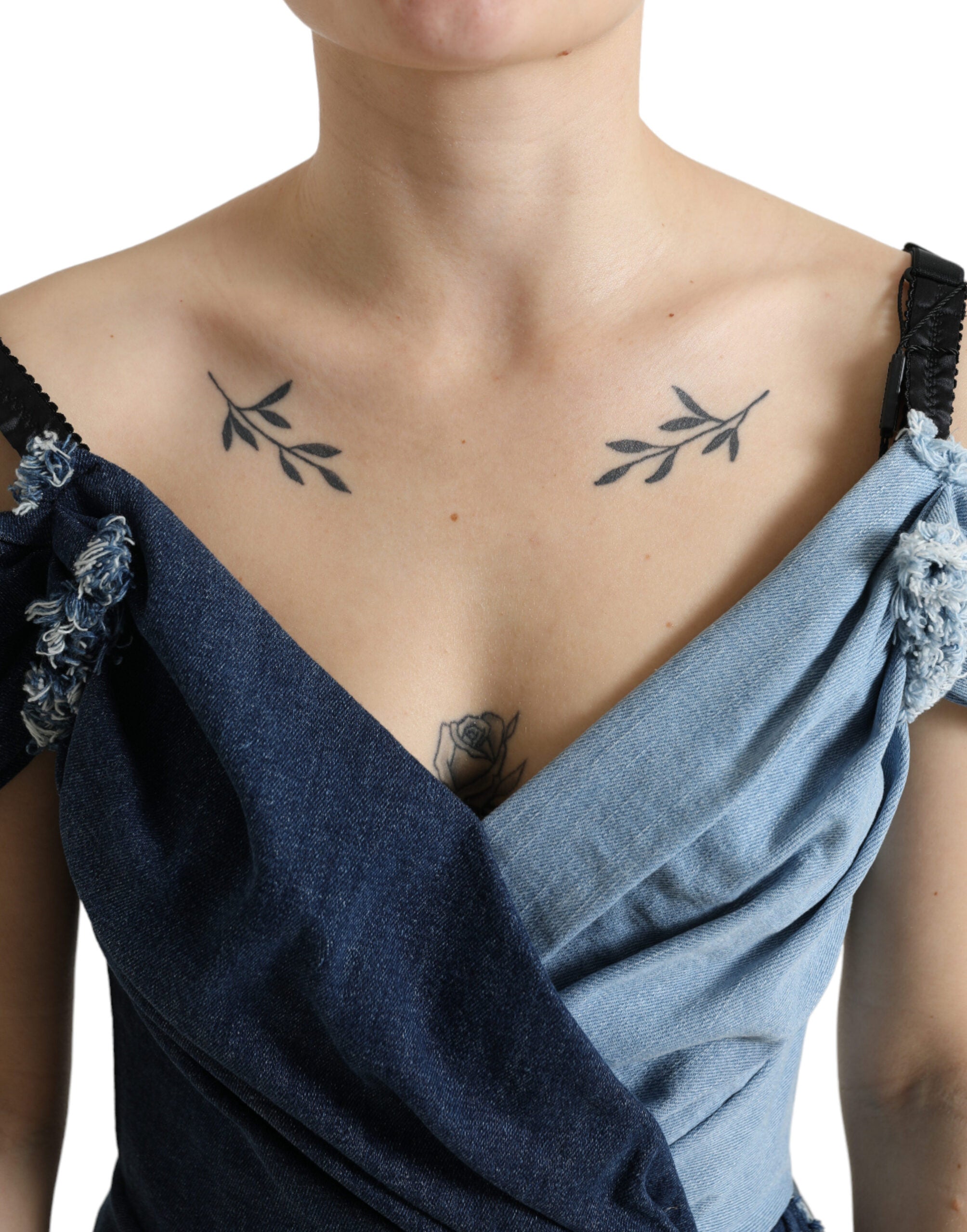 Dolce &amp; Gabbana Élégante robe fourreau bleue bicolore