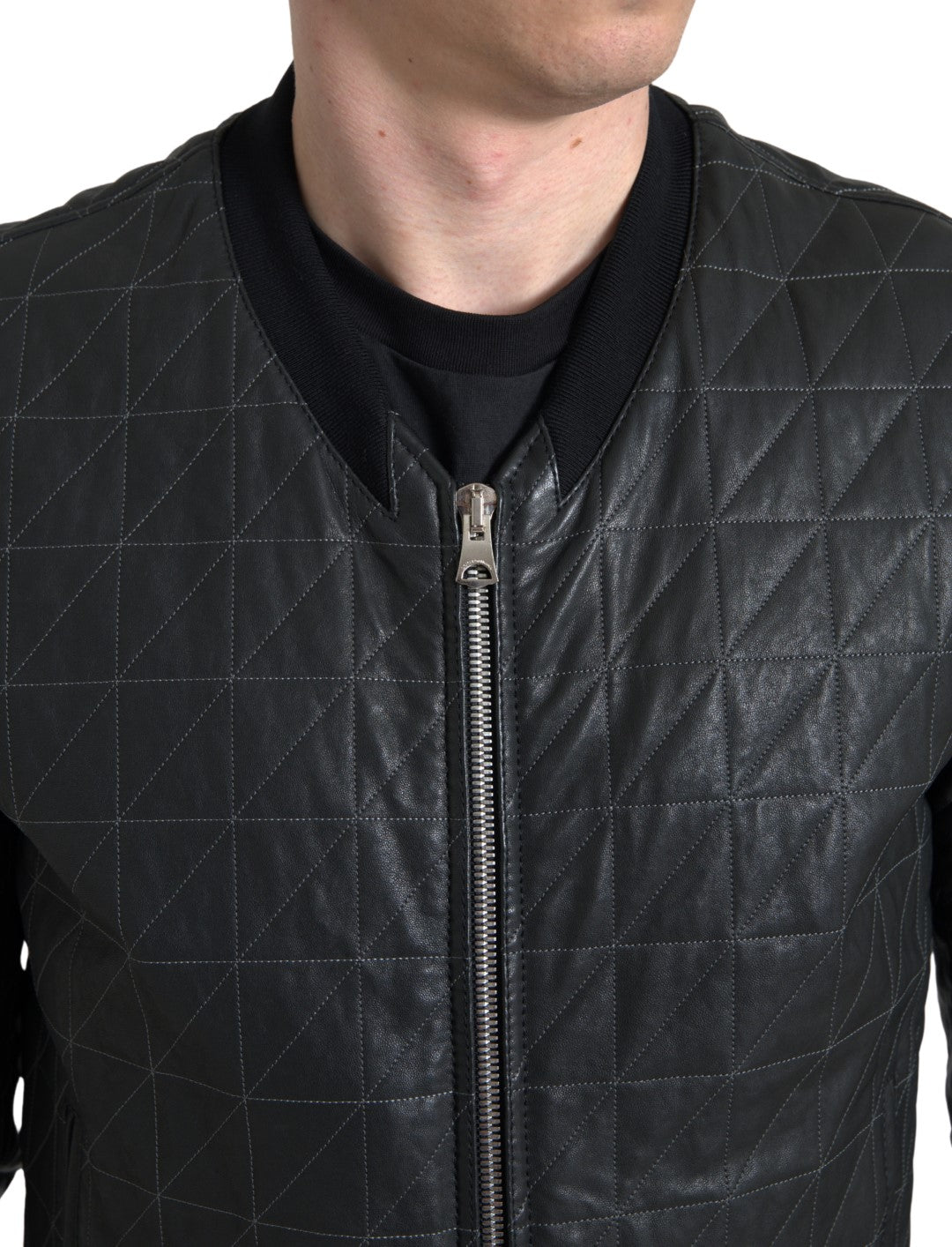 Dolce &amp; Gabbana Élégant blouson aviateur en cuir noir