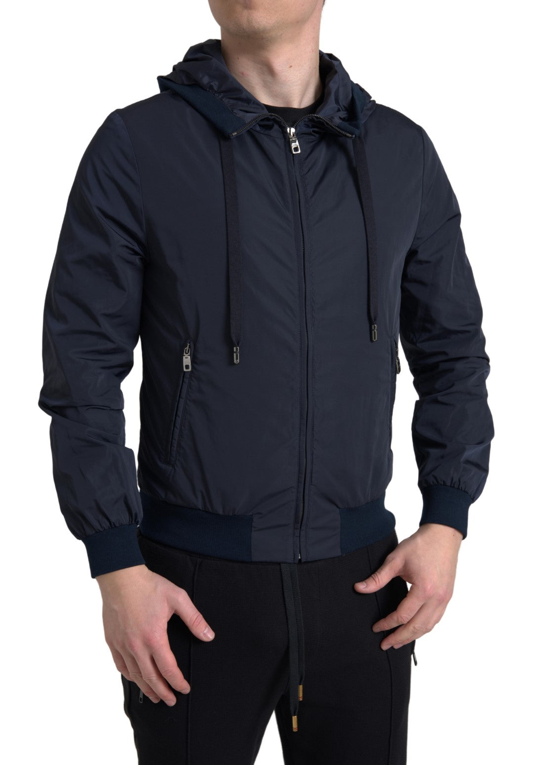 Dolce &amp; Gabbana Elegantes blaues Kapuzensweatshirt mit Reißverschluss