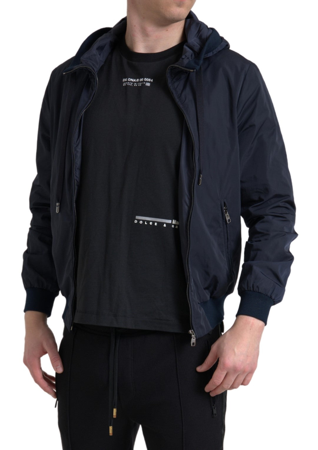 Dolce &amp; Gabbana Elegantes blaues Kapuzensweatshirt mit Reißverschluss