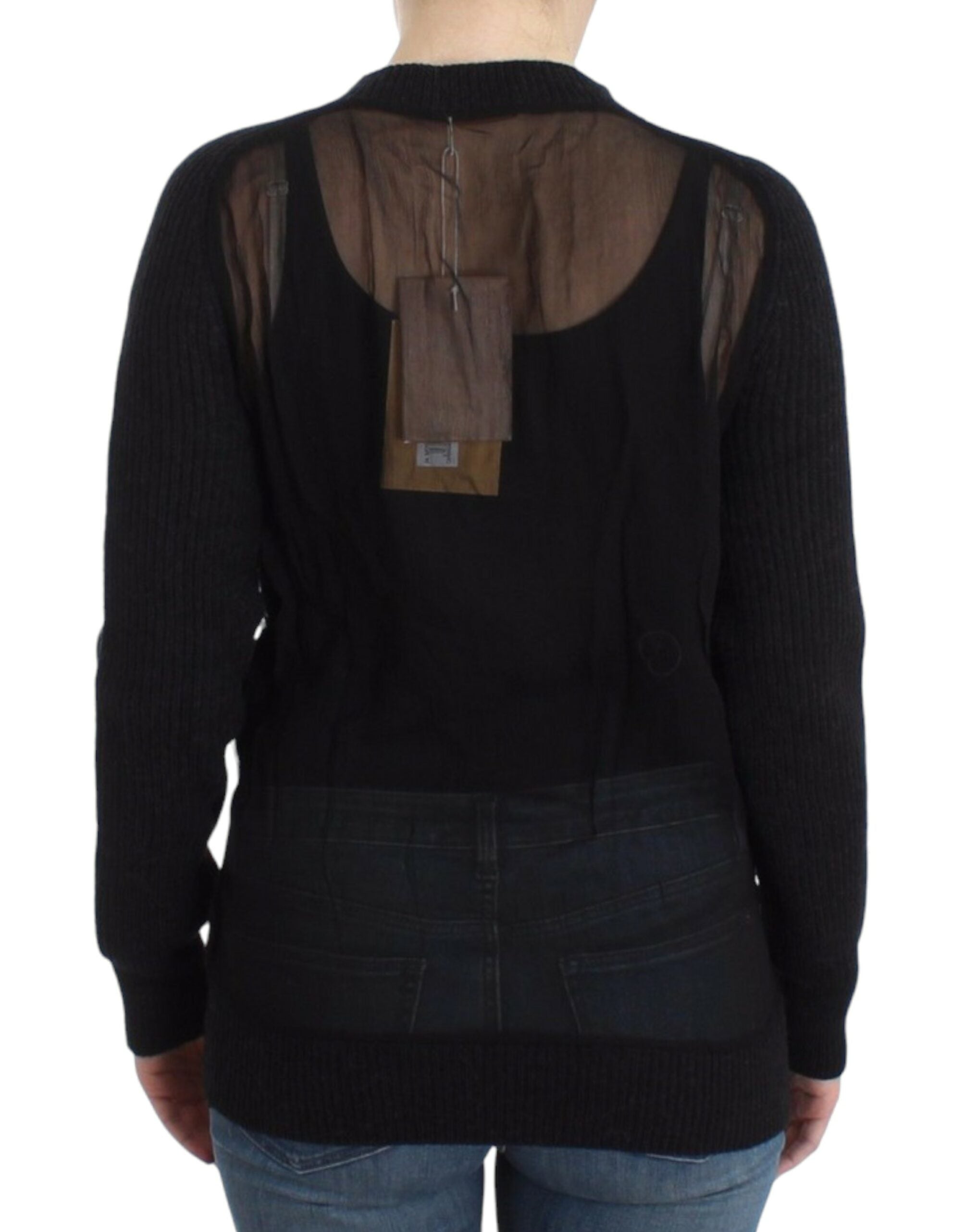 John Galliano Schicke Wollstrickjacke mit transparentem Rücken - Siebentaschen