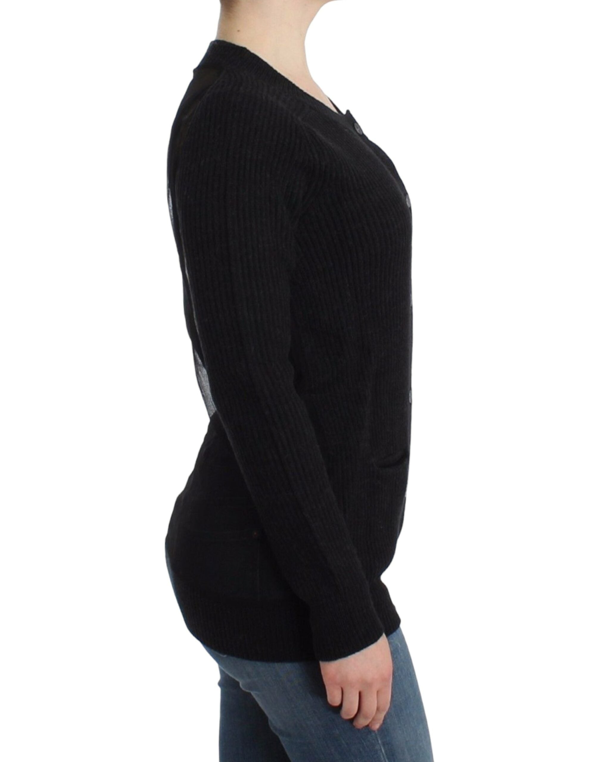 John Galliano Schicke Wollstrickjacke mit transparentem Rücken - Siebentaschen