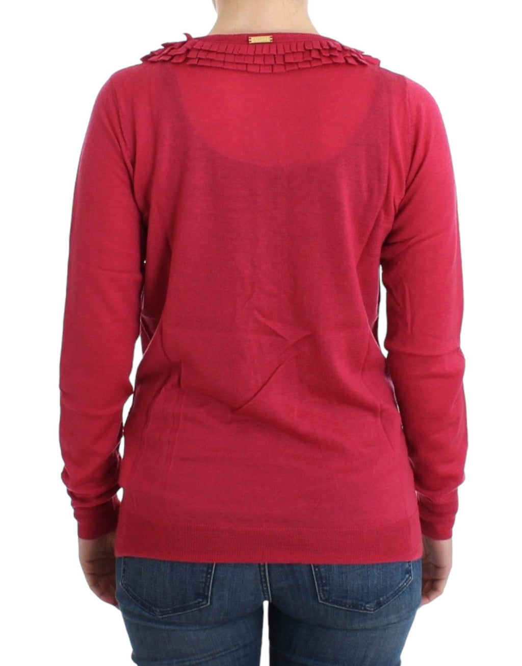 John Galliano Strickjacke aus Wolle mit Rüschen in Rosa - Siebentaschen