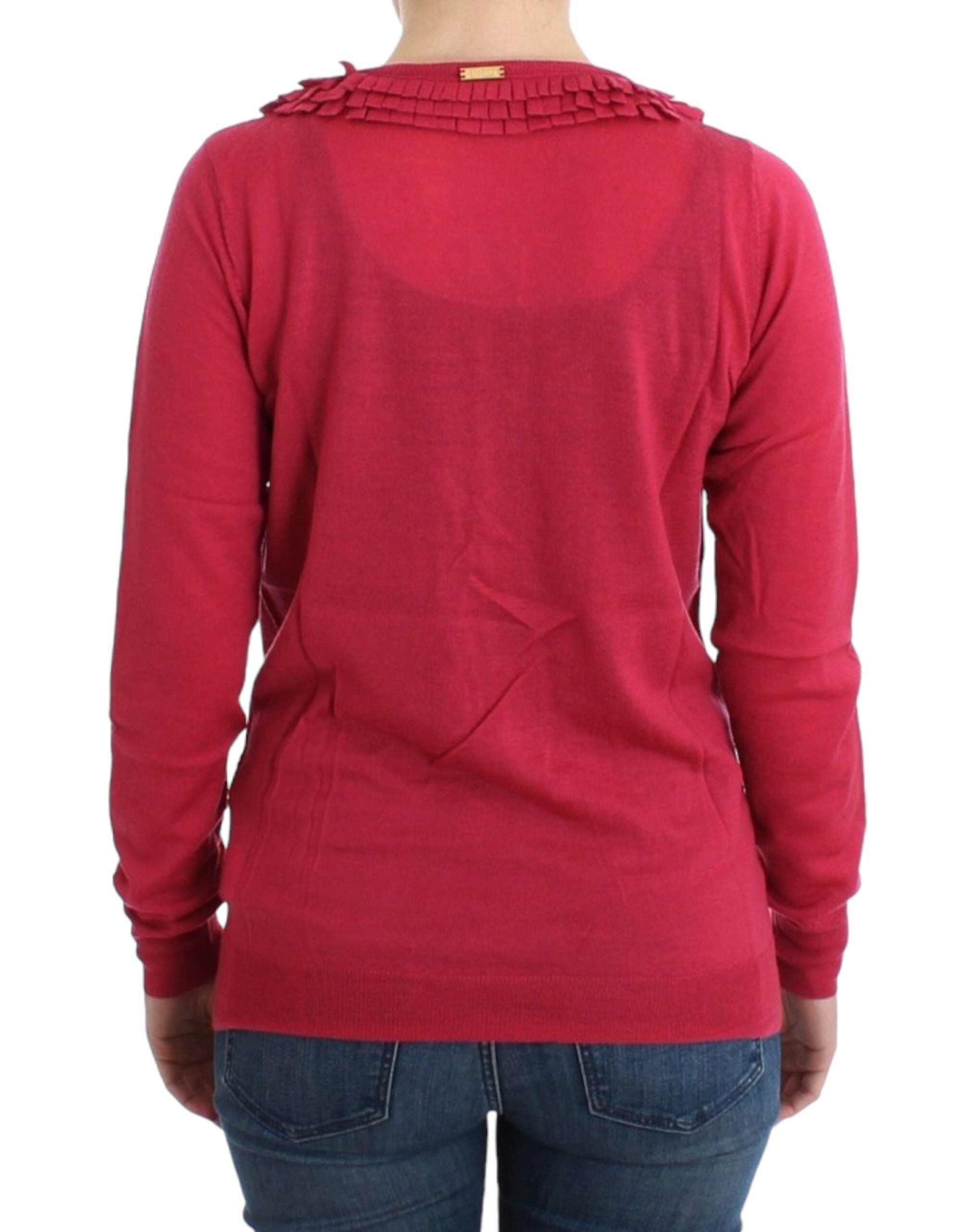 John Galliano Strickjacke aus Wolle mit Rüschen in Rosa - Siebentaschen