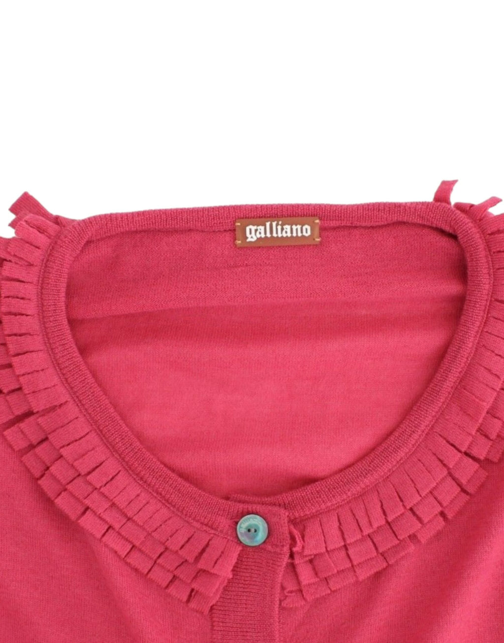 John Galliano Strickjacke aus Wolle mit Rüschen in Rosa - Siebentaschen