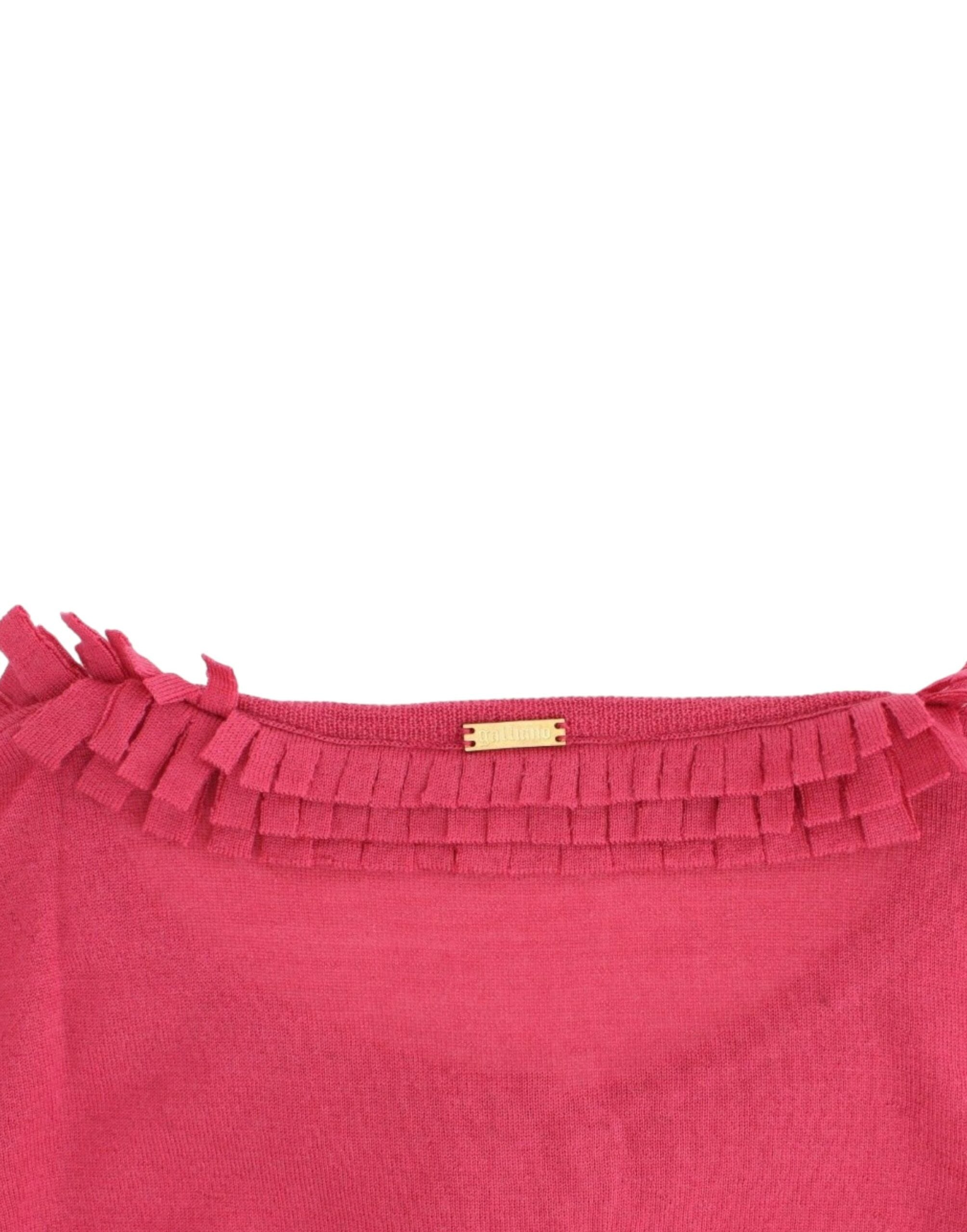 John Galliano Strickjacke aus Wolle mit Rüschen in Rosa - Siebentaschen