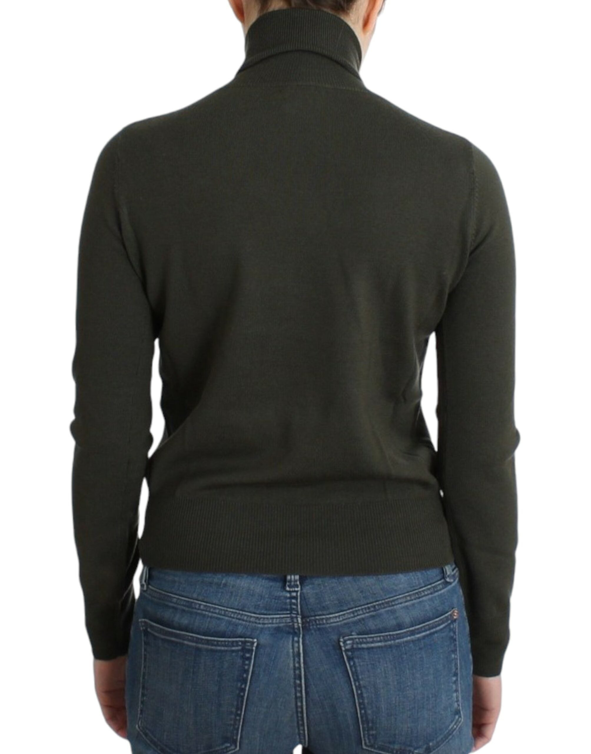 John Galliano Schicker grüner Rollkragenpullover aus Schurwolle - Siebentaschen