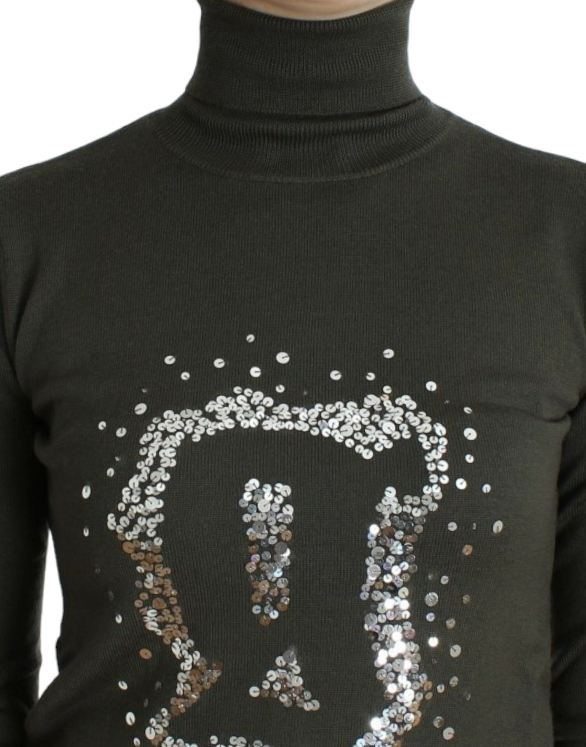 John Galliano Schicker grüner Rollkragenpullover aus Schurwolle - Siebentaschen