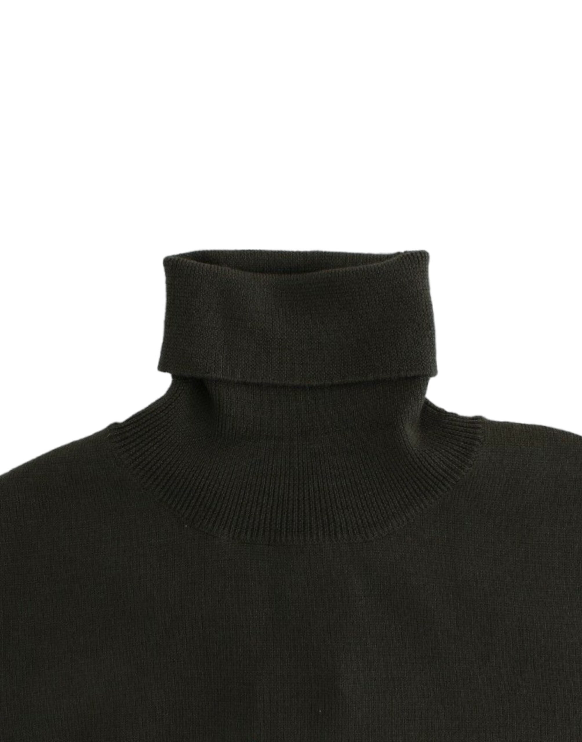 John Galliano Schicker grüner Rollkragenpullover aus Schurwolle - Siebentaschen