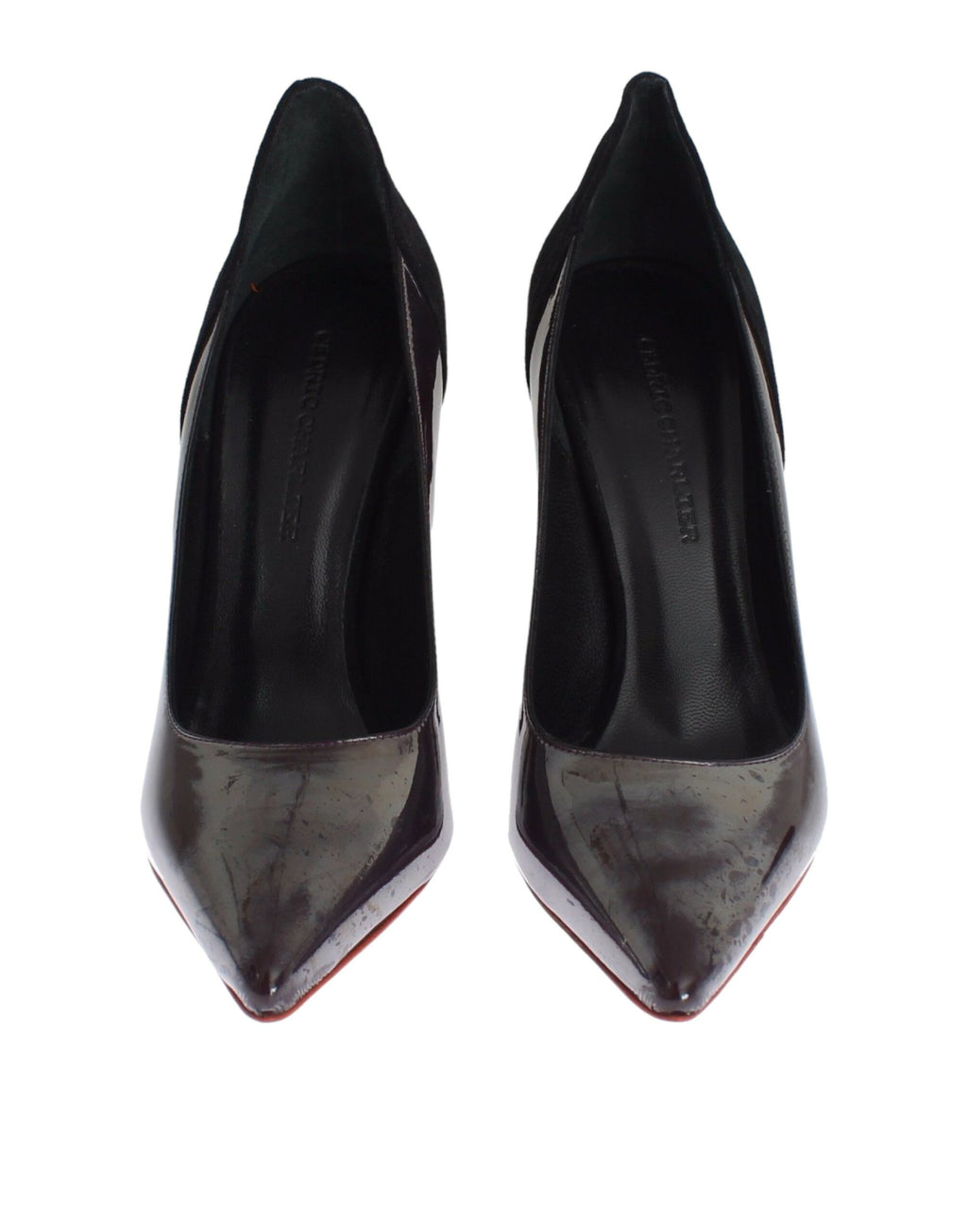 Cédric Charlier Schicke Pumps aus metallicgrauem Leder