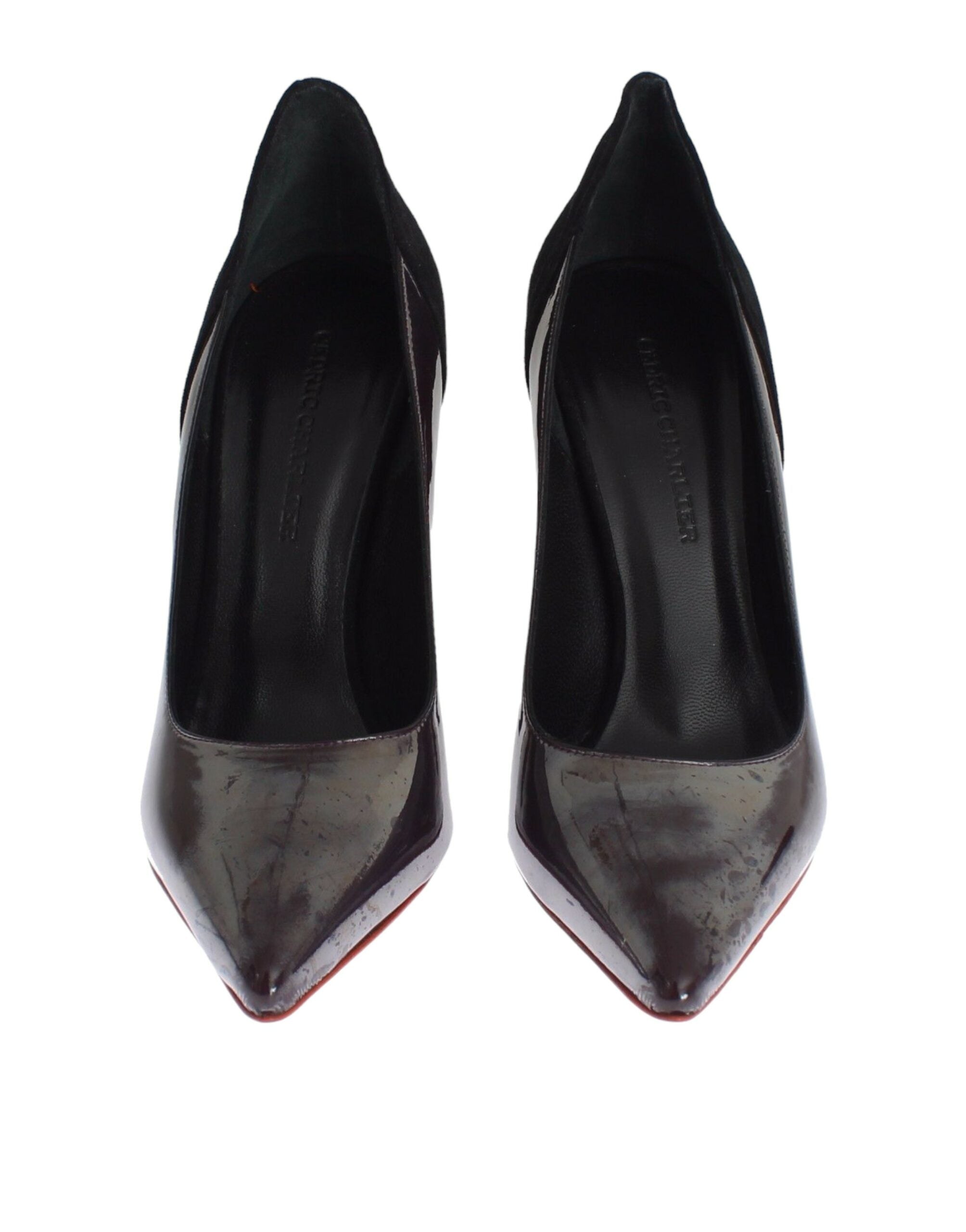 Cédric Charlier Schicke Pumps aus metallicgrauem Leder