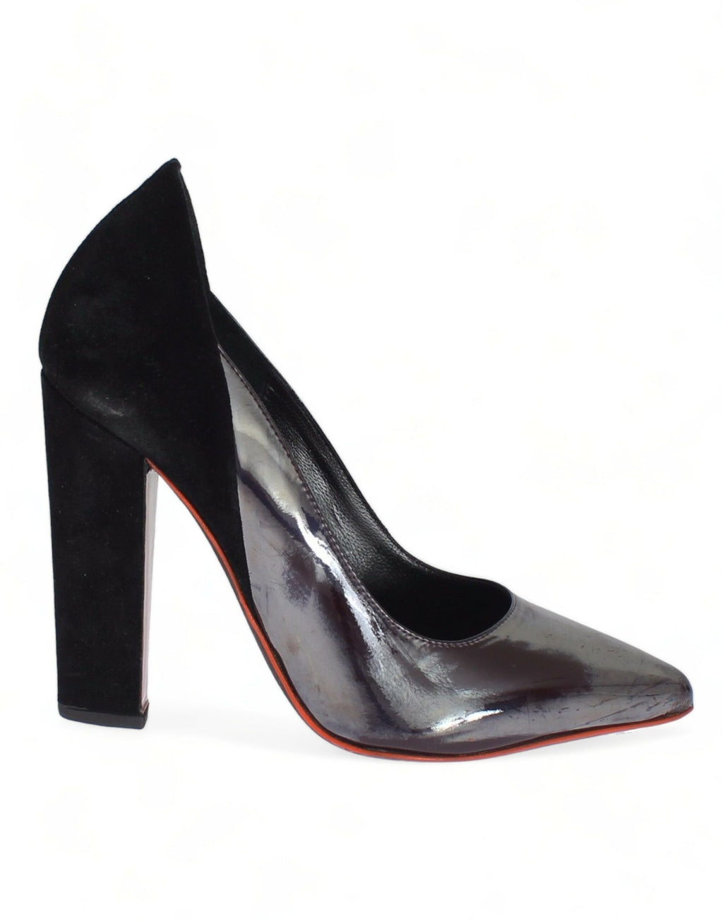 Cédric Charlier Schicke Pumps aus metallicgrauem Leder