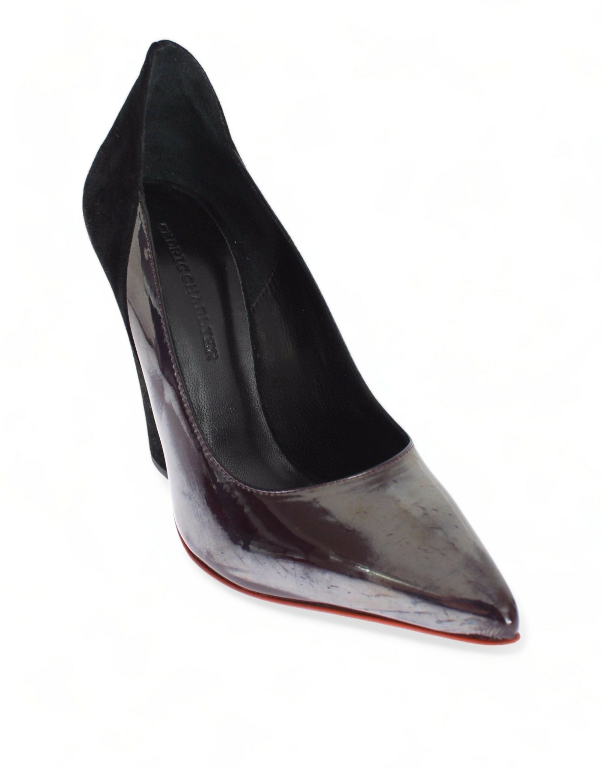 Cédric Charlier Schicke Pumps aus metallicgrauem Leder