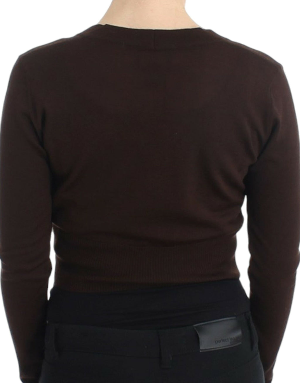Cavalli – Eleganter, kurzer Cardigan aus Schurwolle in Braun