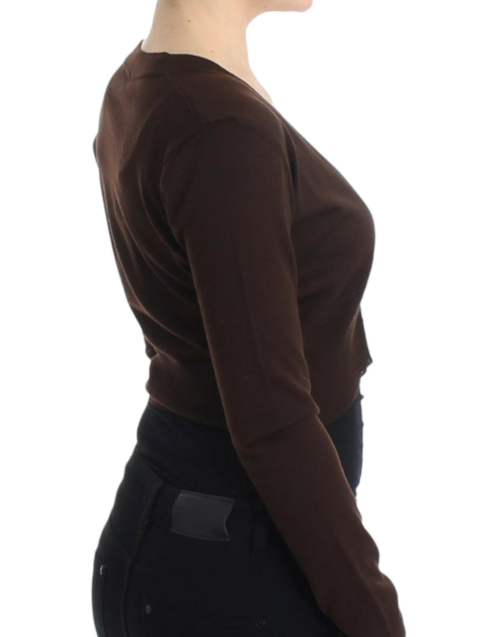 Cavalli – Eleganter, kurzer Cardigan aus Schurwolle in Braun